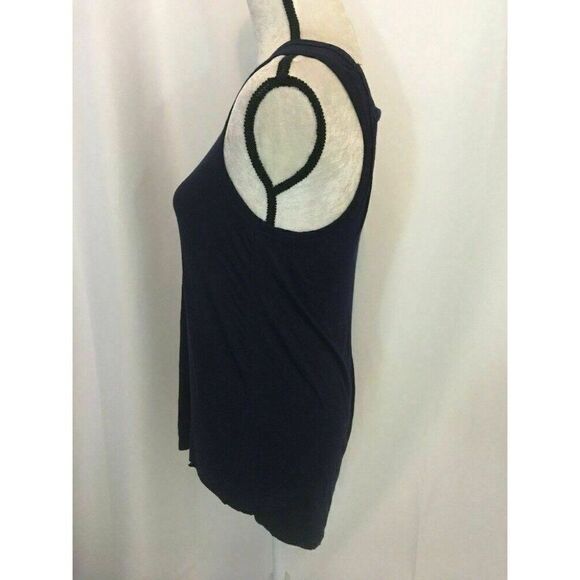 Veronica M Womens Solid Navy Blue Scoop Neck Rayon Spandex Tank Top Size Xs - Picture 3 of 6